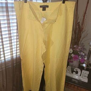 Ashley Stewart Yellow Linen Pants